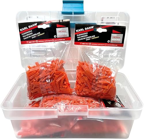 Karl Dahm Fliesen Fliesenkeile in praktischer Werkzeugbox, 2500 St. I Fliesenkeile aus Kunststoff I Leichtes Fliesenlegen mit professioneller Fliesen Verlegehilfe – 12316 - Cheap-Us