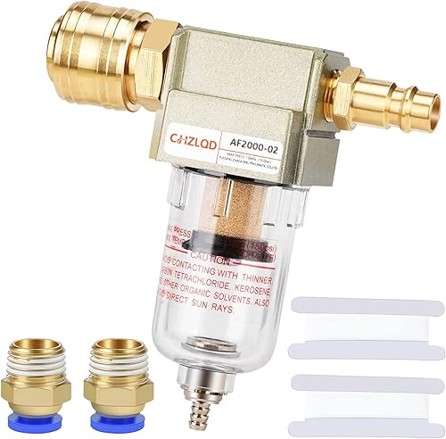 oumuik 1/4 Zoll Druckluftfilter Wasserabscheider Ölabscheider 1/4 BSP Druckluftfilter mit 1/4' Schnellkupplung für Kompressor - Cheap-Us