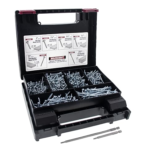 Milescraft 5200 Taschenschrauben-Set, 700 Stück. T20-Taschenlochschrauben-Set mit 6 Schrauben unterschiedlicher Größe und T20-Schraubendreher-Bits für Holzverbindungen und Winkelbohrungen - Cheap-Us
