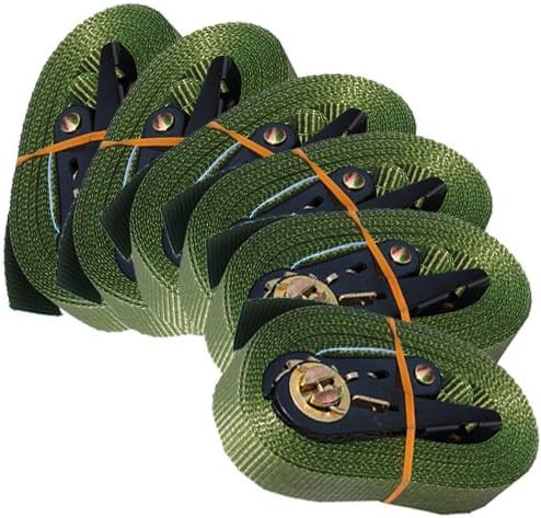 6 SPANNGURTE mit ZURRRATSCHE 6 m 0,8 t EN-12195-2 Zurrgurte 6m (Grün) - Cheap-Us