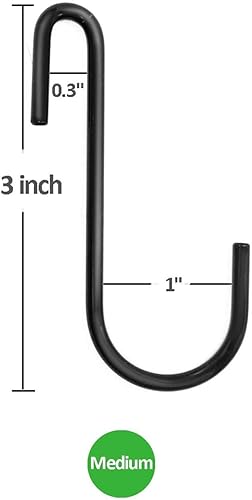 Swatowot® 10 Stück Sicherheitsschnalle Design S-Haken 9cm S-Haken zum Aufhängen von S-förmigen Haken für Utensilien und Schrankstange, schwarze S-Haken zum Aufhängen von Pflanzen, Töpfen und Pfannen - Cheap-Us