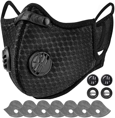 AstroAI DM1PB1 Nylon Staub Maske mit Filtern für Männer und Frauen, Einstellbar Mund Schutz, Größe M, Schwarz - Cheap-Us