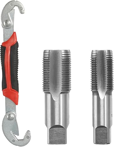 Gewindeschneider Set inklusive Gewindeschneider 1/2 Zoll, Gewindeschneider 3/4 Zoll und Universalschlüssel, Rohrgewindebohrer,AußEngewinde für Die Reparatur Von RohrgewindeanschlüSsen - Cheap-Us