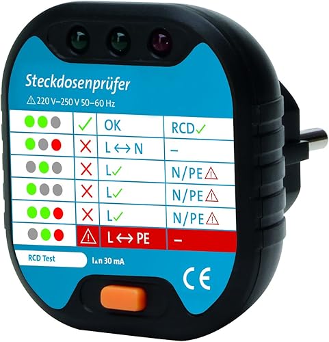 Kopp 171002012 Steckdosenprüfgerät für Anschlussprüfung mit Optischer Anzeige, anthrazit - Cheap-Us