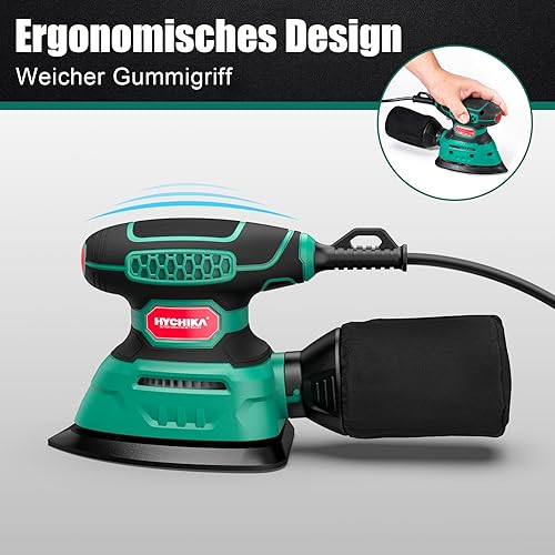 HYCHIKA 140W Deltaschleifer, 13000 OPM Multischleifer Effiziente Staubabsaugung, mit 12PCS Schleifpapier, Ideal zum Schleifen von Holz und Entfernen von Rost und Farbe - Cheap-Us