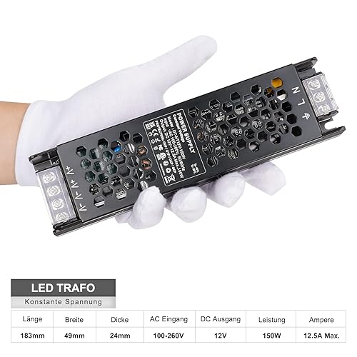 REYLAX LED Trafo 24V 150W, Flach Trafo 230V auf 24V 6.25A, LED Netzteil 24V DC Niedervolttrafo, Konstantspannung Transformator Schaltnetzteil, LED Treiber Adapter für LED Streifen, LED Lampen - Cheap-Us