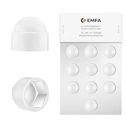 EMFA Sechskant Schutzkappen M10 für Schrauben (Schlüsselweite 17) Weiß 100 Stück Schraubenkappen Schutzkappen für Muttern M10 - Cheap-Us