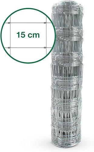 casa pura Wildzaun verzinkt in Fachhandel-Qualität | Verschiedene Höhen je nach Tierart | 50 m lang | Weidezaun Forstzaun Tierzaun Drahtzaun Gitterzaun Drahtgeflecht (100 cm x 50 m) - Cheap-Us