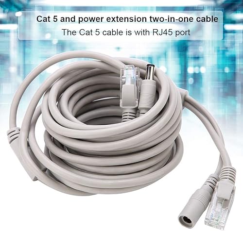 Dioche 5 m/10 m/15 m/20 m CCTV-Kabel, AHD-Video-Stromkabel für CCTV-Sicherheitskamera-Überwachungssystem, Katzenkabel für IP-Kameras, NVR-System, 10 Mbit/s/100 Mbit/s (Farbe: Weiß) (20 m) - Cheap-Us