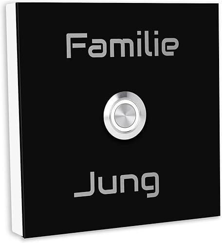 Jung Edelstahl Design Türklingel Bochum - Klingel V2A Edelstahl - incl. Gravur - LED Taster wählbar - Aufputz/Unterputztürklingel (Eisenglimmer db703, 10x10 cm) - Cheap-Us
