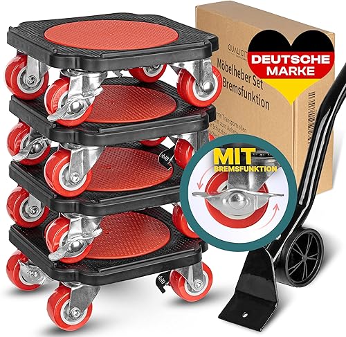 Der praktische Möbelroller mit BREMSEN – 4X Möbelgleiter und Möbeltransportrollen - Ideale Möbelrollen für mühelosen Transport – Hochwertiger Transportroller und Möbelheber für schwere Möbel - Cheap-Us