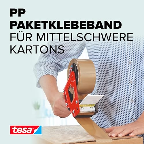 tesapack PP 4195 Paketband im 6er Pack - Geräuscharmes Klebeband zum Verpacken von Paketen und Kartons - braun - 6 Rollen je 66 m x 50 mm - Cheap-Us