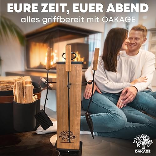 OAKAGE Kaminbesteck LuxeLeather – Stilvolles Design trifft maximale Funktionalität (Basic) - Cheap-Us