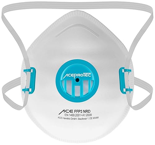 5 Stück ACE ProTec FFP3-Masken - Einweg-Staubschutzmaske mit Ventil - EN 149 - Staubmaske gegen Asbest & Schimmel - Cheap-Us