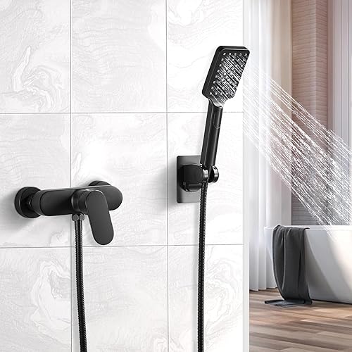 Namuoto Einhebelmischer Duscharmatur Schwarz, Aufputz Brausearmatur Bad, Mischbatterie für Dusche Wandmontage, Einhand-Brausebatterie, Größe G1/2 - Cheap-Us