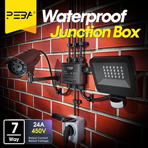 PEBA Abzweigdose IP68, Erdkabel Klemmdose Verbindungsdose, 5 Wege Junction Box, Klemmkasten, Wasserdichte Kabelverbinder, Aufputz Verteilerdose Außen Wasserdicht,für 4-14mm Kabel,Abzweigkasten schwarz - Cheap-Us