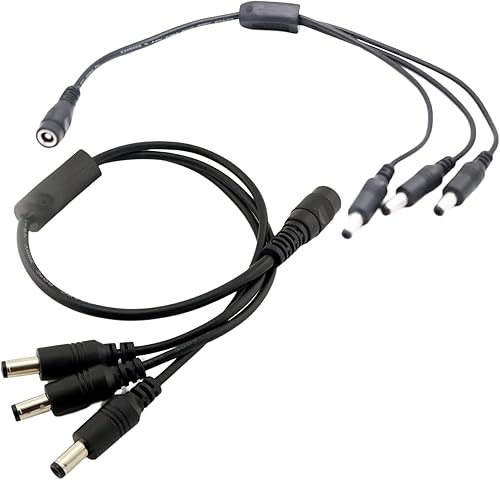 UpperFu 2 x CCTV DC Power Splitter Kabel 5,5 mm x 2,5 mm Buchse auf 3 Stecker 3 Wege Splitter Anschlusskabel 5,5 mm x 2,5 mm Adapter für LED-Streifen Überwachungskamera Überwachungskamera - Cheap-Us
