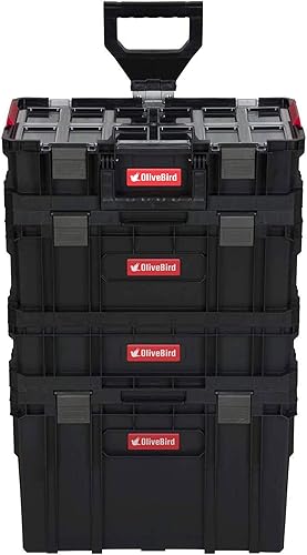 OliveBird SET Sortimentskasten + 6 x Organizer Multi 6er Sortimentskasten Kleinteile Organizer Sortierbox groß mit Deckel Sortierkasten Sortierkoffer Werkzeugbox Sortimentsbox Organisationsbox - Cheap-Us