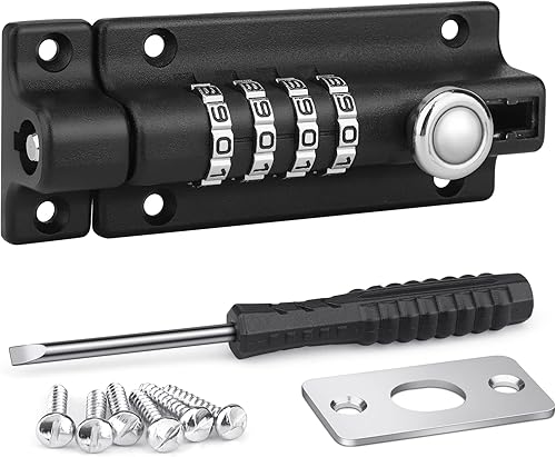 Kombibolzen Türschloss 4-stelliges Kombinationsschloss,Torriegel mit Zahlenschloss,120mm Kombination Schlossriegel,Sicherheitstorschloss mit Anti-Tamper-Schrauben für Haus & Garagen - Cheap-Us