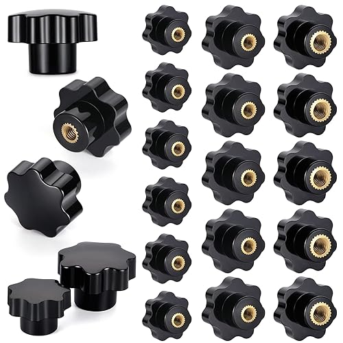 Knpwer 30 Stk M6 M8 M10 Sterngriffmutter,3 Größen Sterngriff,Schwarz Kunststoff Griffmuttern,Innengewinde Klemmknopf - Cheap-Us
