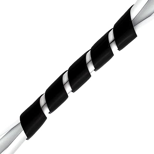 Kabelkanal - Schreibtisch & TV Kabel Organizer 10 m fur Kabelmanagement - Kabelschutz, Flexibler Spiral-Kabelschlauch mit 6mm - 60mm Durchmesser zur Kabelführung (Schwarz) - Cheap-Us