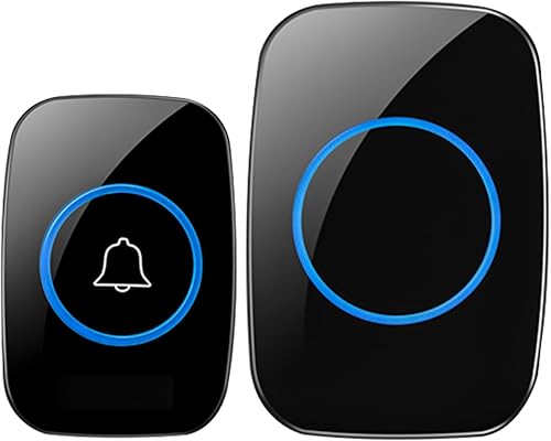 JOFLVA Funkklingel, Mit Batterie Doorbell 300M Reichweite Ip55 Wasserdicht Elektronische Türglocken Türgong, 60 Melodien Mit Led-Blitz,5 Lautstärkestufen Klingeltaster, schwarz Funk-Türklingel-Set. - Cheap-Us