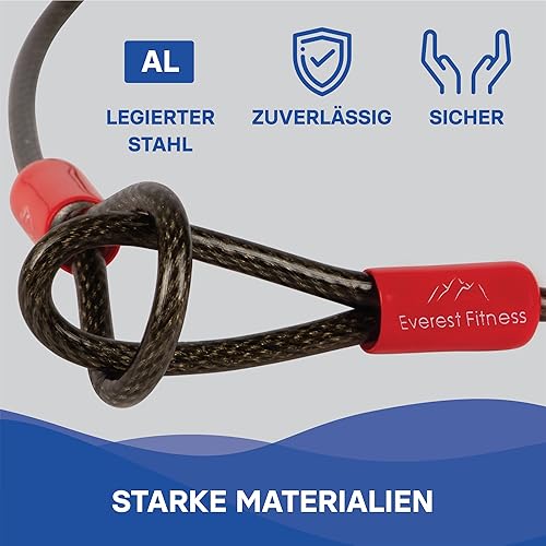 EVEREST FITNESS Schlaufenkabel 20m x 6mm - Kabelschloss schwarz - Universal Stahlseil - Drahtseil mit Ösen ummantelt - Sicherheitskabel für Fahrradschloss lang, Fahrradanhänger, Motorrad, Gartenmöbel - Cheap-Us