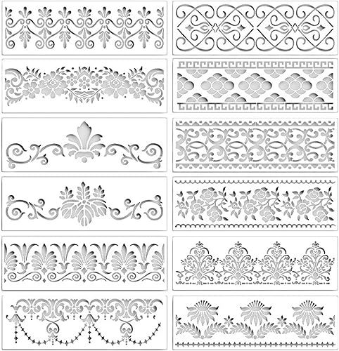 SRJQXH 12 Stück Schablonen Textilgestaltung, Schablonen Wandgestaltung Schablonen Malen, Viele Verschiedene Schablone Muster Geeignet zum Bemalen und Dekorieren - Cheap-Us