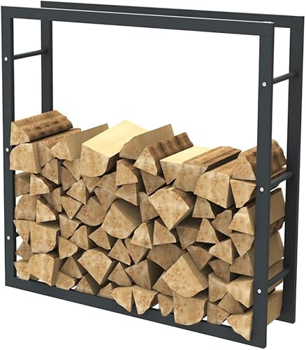 Bc-elec - HHWPF0011 Holzablage aus schwarzem Stahl 100 * 100 * 25CM, Rack für Brennholz, Kaminholzablage. - Cheap-Us