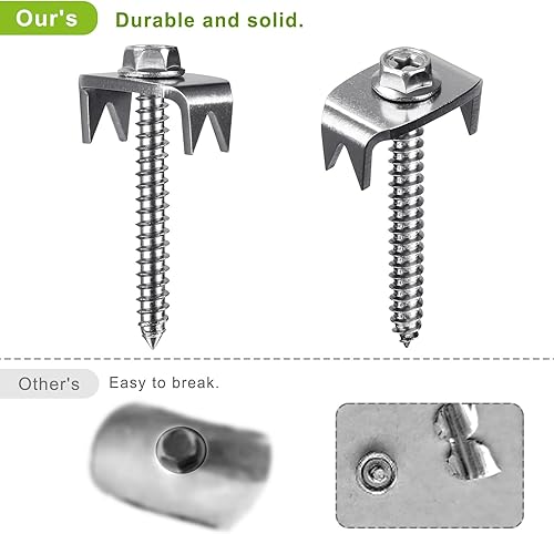 Insaga 200pcs Zaunklammern, 304 Edelstahl Krampennägel Zaunbefestigungsnägel 40mm M5.5 Stahlkrampen zum Holzschrauben für Maschendraht und Geflochtene Zäune mit Drahtfixer Halten Fest / M8 Adapter - Cheap-Us