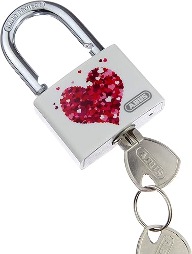 ABUS Vorhängeschloss T65AL/40 myLove - mit Herz-Motiv - individuell beschreibbar - Spindschloss - massiver Aluminium-Schlosskörper - ABUS-Sicherheitslevel 5 - Rot - Cheap-Us