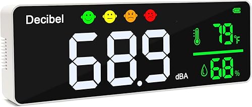 Dezibel-Messgerät, Wand-Schallpegelmesser, 28cm großes LED-Display, Geräuschtemperatur- und Luftfeuchtigkeitsmesser mit Alarmsymbolen, breite Anwendungen für Klassenzimmer, Studio, Zuhause, Fabrik - Cheap-Us