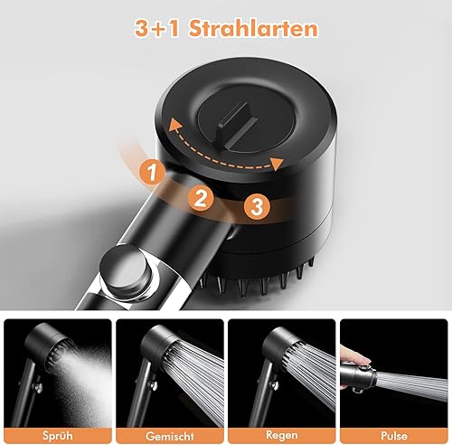Duschkopf mit Filter MEKO Hochdruck Handbrause mit Filtration in 15 Schichten 1,5M Schlauch 3 Strahlarten Sparduschkopf für Entfernen vom harten Wasser, Rest-Chlor, Bakterien und Schwermetall - Cheap-Us