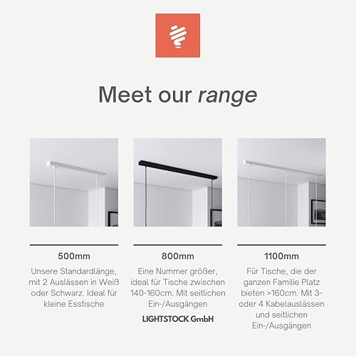 Lightstock Baldachin für Lampe Rechteckig, Abzweigdose mit 2 Kabelauslässen (L 50 x H 2.5 x B 5 cm), SCHWARZ - ideal für Esstisch, inkl. WAGO-Klemmen - Cheap-Us