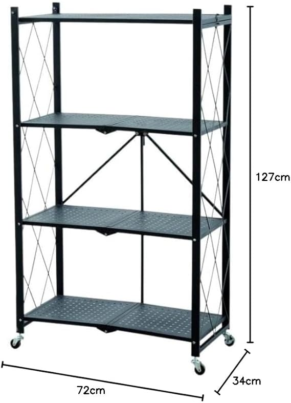 PROREGAL KLAP klappbares Regal mit Rollen | 5 Böden/Fächer | Weiß | Belastbarkeit 250kg | HxBxT 167x72x34cm | Lagerregal Metallregal Klappregal - Cheap-Us