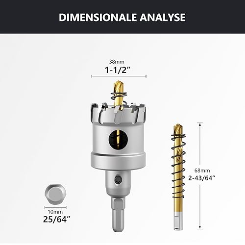CSOOM Upgrade Hochleistungs-Hartmetall-Lochsäge 14 stück,TCT Lochschneider, mit 2 * Extra Titan-beschichtete Pilot-Center-Bohrer und 2 * L-Schlüssel.Edelstahl und Metallgitter sind die ideale Wahl - Cheap-Us