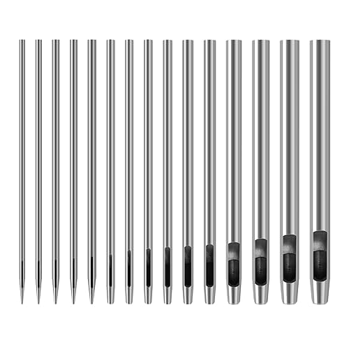 Towviy 15 Stück Locheisensatz Runde Stahl Hohl Punch Set Locheisen Locher Cutter Leder Punch Werkzeug 0,5mm bis 6mm für Leder Uhrenarmbänder Gürtel Leinwand Öse Papier Kunststoff (15 Größe) - Cheap-Us