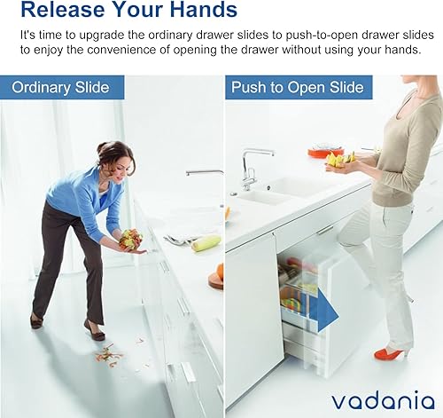 VADANIA Schubladenschienen 400mm, 45kg Tragfähigkeit mit Kugelgelagerten Schubladenauszug 3-teiliger Vollauszug seitliche Montage VA1245, 1 Paar - Cheap-Us