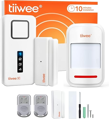 tiiwee Home Alarm System Kit X1 XLPIR - Alarmanlage mit 2 Fenster- oder Tuer Sensoren, 1 Bewegungsmelder und 2 Fernbedienungen - Erweiterbar - Cheap-Us