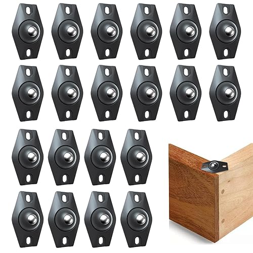 20 Stück Kugelrollen, Mini Rollen Kugelrollen Selbstklebend 360° Möbelrollen klein, Kugelrollen für möbel, Mini-Universalrollen für Abfalleimer, Mülltonnen, Küchenutensilien, Kleinmöbelrollen(Schwarz) - Cheap-Us