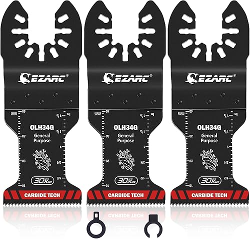 EZARC Hartmetall Multitool Sägeblätter, 3tlg Oszillierende Sägeblätter Carbide Allzweck, für Metall, Nägel, Holz, Gips, Trockenbau und PVC - Cheap-Us