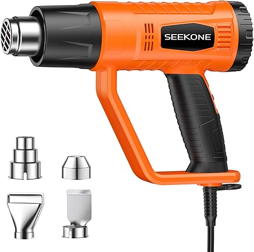 SEEKONE Heissluftpistole, 2000W Heißluftfön (400℃/600℃) Hochleistungs mit 2 Temperatureinstellungen, Rutschfestem Griff, Flammhemmender Schutzhülle, 4 Düsen zum Entfernen von Farbe, Lötrohren - Cheap-Us