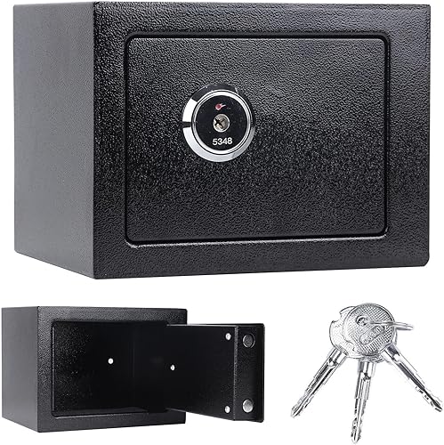Allright Möbeltresor Doppelbartschloss Tresor mit Schlüssel 6.4L Dokumententresor Geldschrank Sicherheitsstufe Safe 23 x 17 x 17.3 cm - Cheap-Us