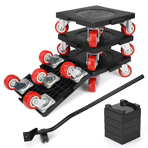 LONTAN Möbeltransportrollen Möbelroller mit 500 KG Tragfähigkeit, 4 Transportroller 5 Stück 360°Rotation Räder Möbelheber für Schwere Möbel Transportrollen Möbelheber - Cheap-Us