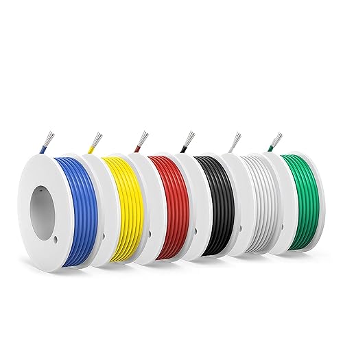 0,2mm² Silikon Elektrokabel-SCHDRA 24 AWG verzinnte Kupferdrahtspule,6 Farben,9 Meter pro Kabel,Litzendraht,flexibel und weich, ideal für elektrische Anwendungen - Cheap-Us