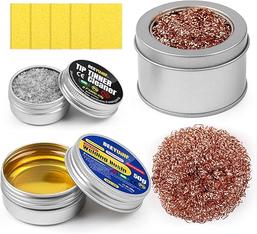 BEEYUIHF Lötspitzenreiniger Set - bleifrei Lötspitzen Reaktivator 16g + Kolophonium Flussmittelpaste (1.76oz/50g) + Lötschwamm Reinigung (50x35x5mm)+Lötspitzenreiniger - Cheap-Us