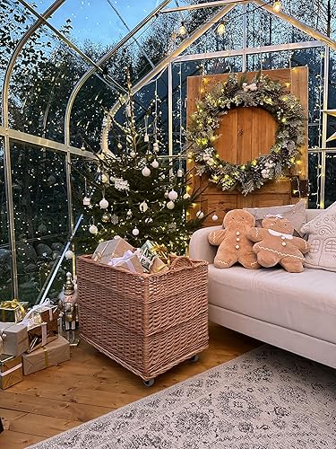 e-wicker24 Alles aus Weide Aufbewahrungskiste aus Weidengeflecht, naturfarben, rechteckiger Wäschekorb aus Weide, mit Rollen und Futter aus grauem Jute-Stoff - Cheap-Us