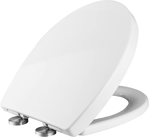 Ibergrif Toilettendeckel mit Absenkautomatik O WC Sitz Einfache Montage und Sauber,Klodeckel Quick-Release-Funktion,Antibakterielle,Passend für die Meiste Toilette,Belastbarkeit von 150kg,Weiß,M41002 - Cheap-Us