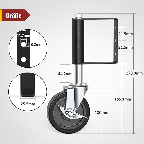 HOLKIE Torrolle 100mm mit Federbelastung, Rad mit Robuster Federung, Perfekt für Holztore, Zäune und Gartentor, Schwerlast-Torräder, Drehbare Torrolle, Belastbarkeit 100 Kg Schwarz - Cheap-Us