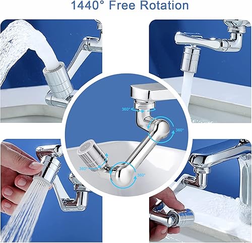 Wasserhahn Aufsatz Schwenkbar, 360° Drehbar Doppelfunktion Wasserhahn Luftsprudler, Wasserhahn Belüfter mit 2 Sprühfunktion, Wassersparer für Wasserhahn Brause Küche Bad Aufsatz - Cheap-Us